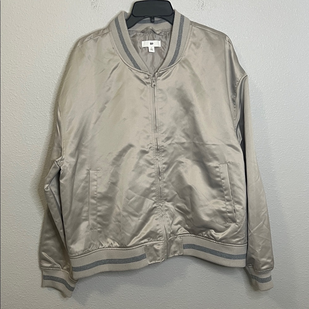 BP Satin Bomber Jacket Beige Size XL